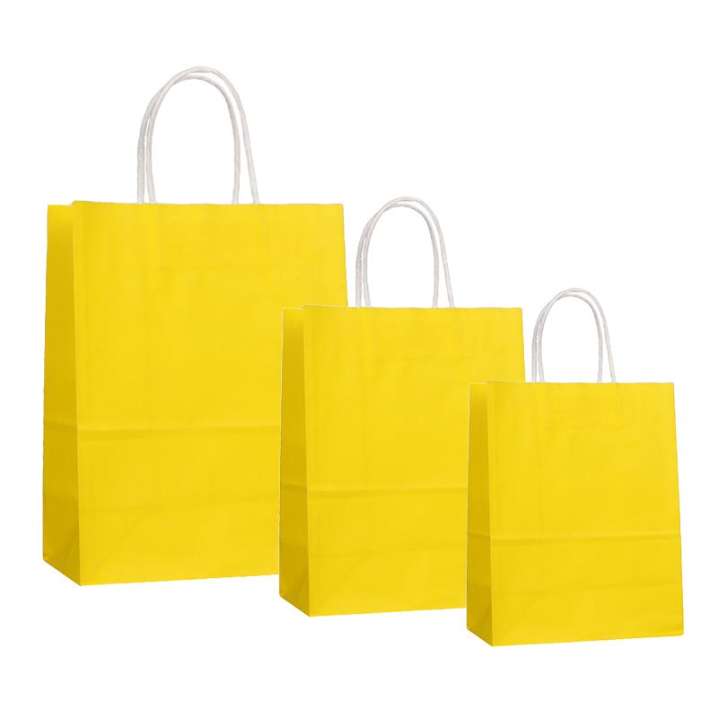 300pcs Yellow Paper Carry Bags 3 Sizes, 