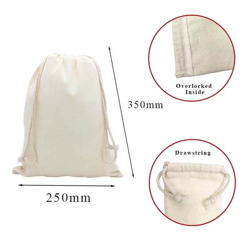 Picture of Medium Calico Drawstring Bags size 350mmx250mm
