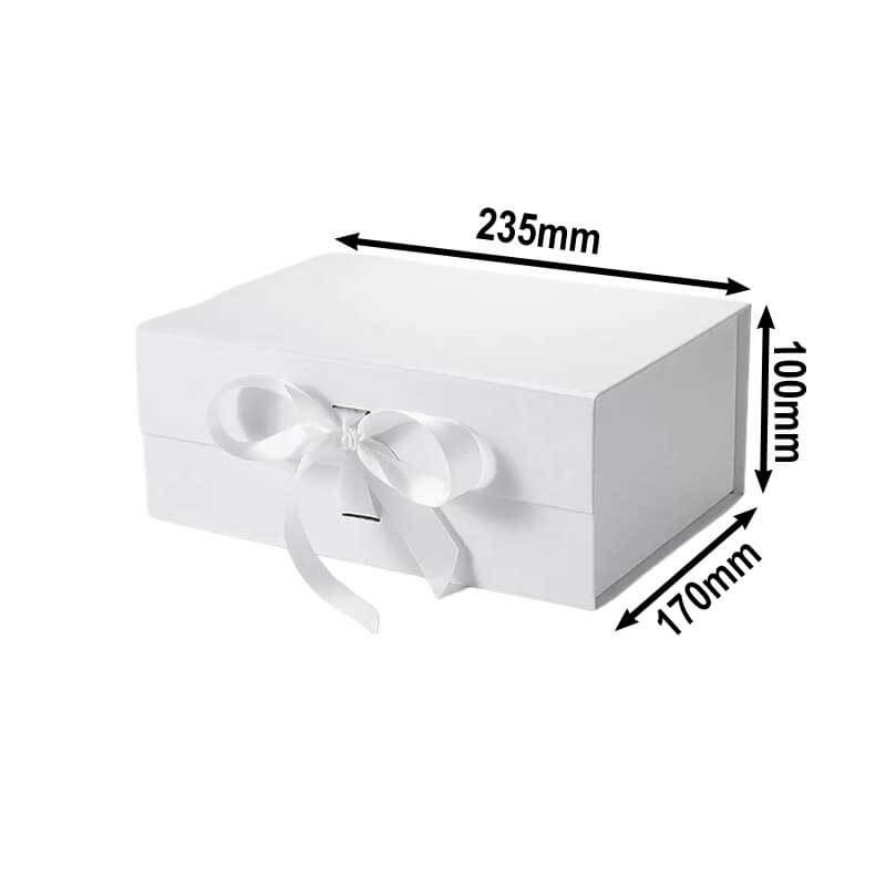 A5 Magnetic Gift Boxes with Ribbon White 235x170x100mm - 25pcs sku image