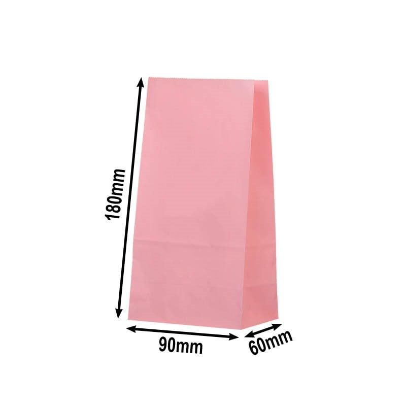 100pcs Small Pink Paper Gift Bags No Handles 90x180x60mm | Sku Name