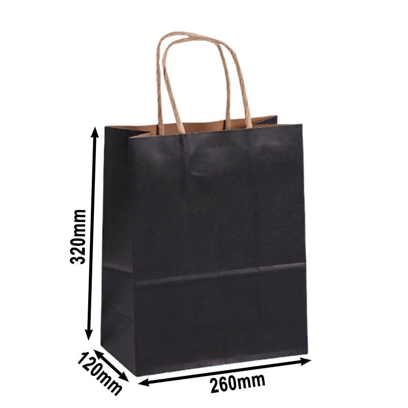 50pcs Medium Black Paper Carry Bags 260x320mm | Sku Name