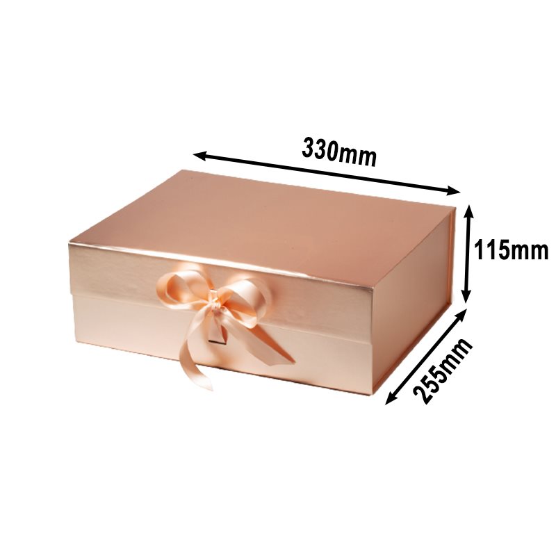 A4 Magnetic Gift Boxes with Ribbon Rose Gold 330x255x115mm - 25pcs | Sku Name