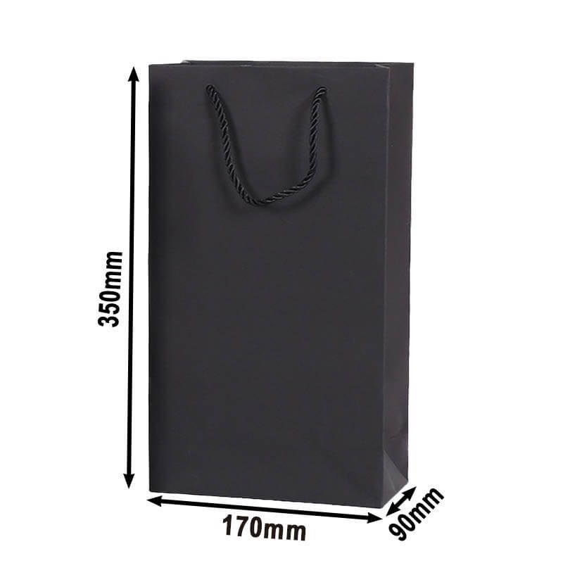 Paper Wine Gift Bags 170x350mm Double Bottle Black - 50pcs sku image