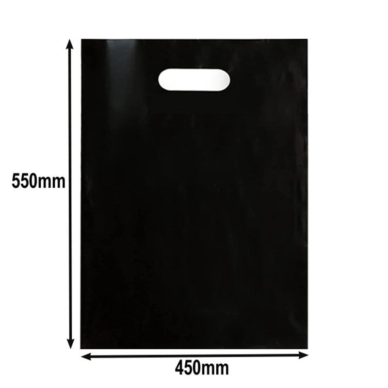 100pcs Large Black Plastic Carry Bags with Die Cut Handles 450x550mm | Sku Name