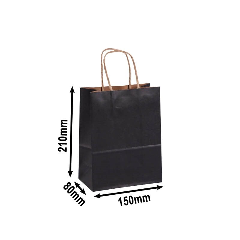 50pcs Mini Black Paper Carry Bags 150x210mm | Sku Name