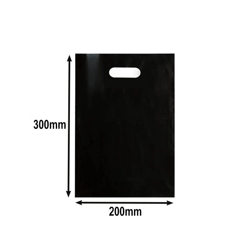 100pcs Small Black Plastic Carry Bags with Die Cut Handles 200x300mm | Sku Name