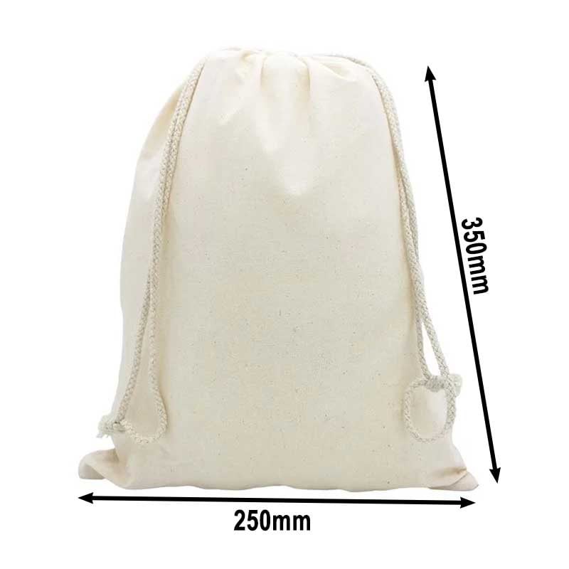 50pcs Medium Calico Drawstring Bags 250×350mm