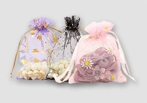 Patterned Organza Bags Multi-Functional Organza Gift Bags in Various Sizes & Colours