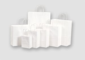 White kraft bags with handles hot sale