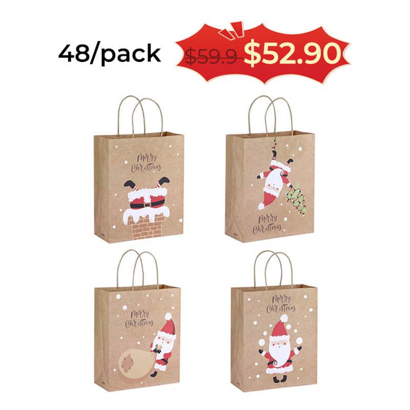 Medium Xmas Paper Bags Deposit - Kraft A sku image