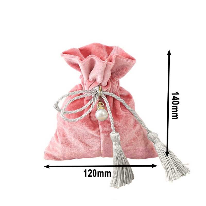 Pink velvet 2025 drawstring bags