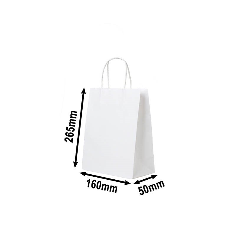 50pcs Mini White Paper Carry Bags 160x265mm | Sku Name
