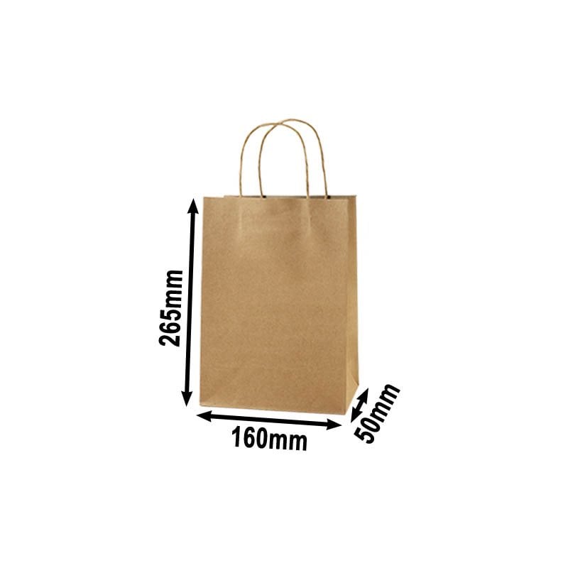 50pcs Mini Brown Paper Carry Bags 160x265mm | Sku Name