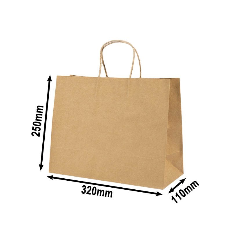 50pcs Brown Paper Carry Bags 320x250mm | Sku Name