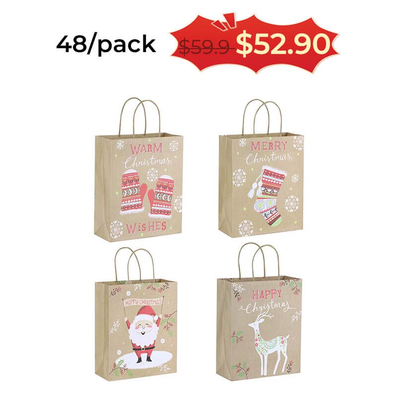 Medium Xmas Paper Bags Deposit - Kraft B sku image