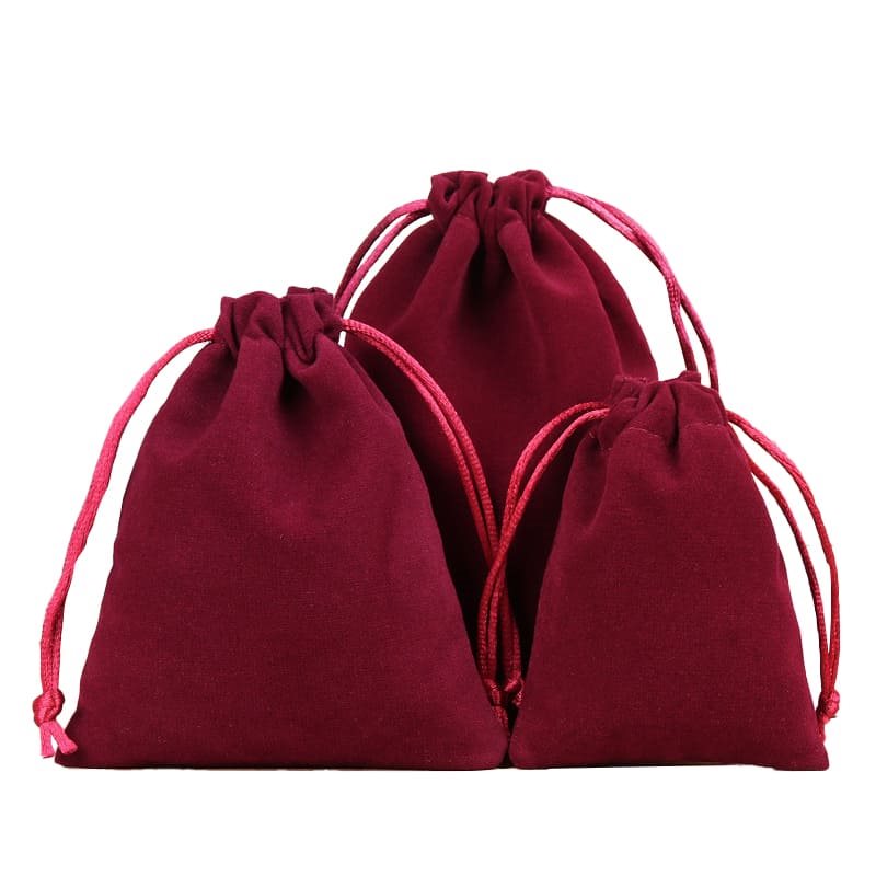 50 Pcs Small Velvet Bags Jewelry Pouches Drawstring Gift Bags - Red